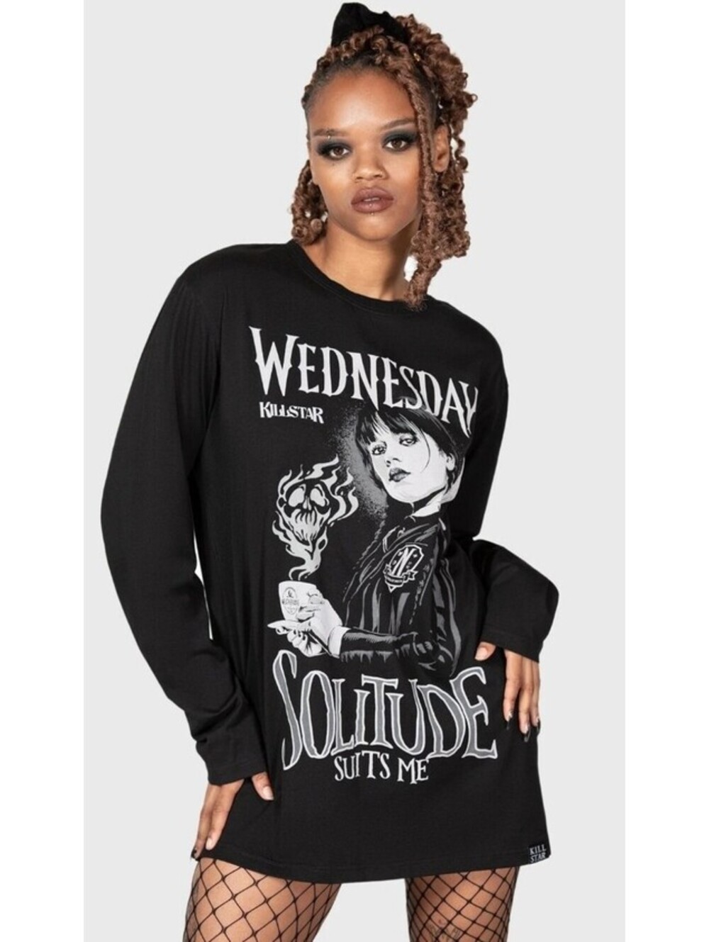Killstar Wednesday I Don't Do Tears Long Sleeve Top Size Small Unisex NEW